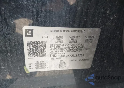 2019 Chevrolet Tahoe Lt z USA, uszkodzony, nr VIN 1GNSKBKCXKR115765
